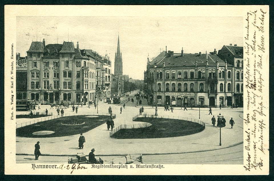 Karl F. Wunder PC 0576 Hannover. Aegidienthorplatz u. Marienstraße. Bildseite