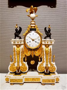 Mantel clock, Caillouet, Paris, marble, gilt and patinated bronze, enameled metal, glass - Museum of Fine Arts, Boston - 20180922 151502 photo