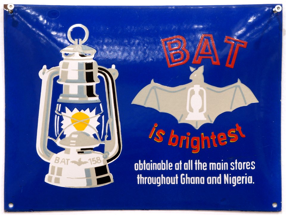 Enamel advertising sign, BAT is brightest, 158, Ghana and Nigeria