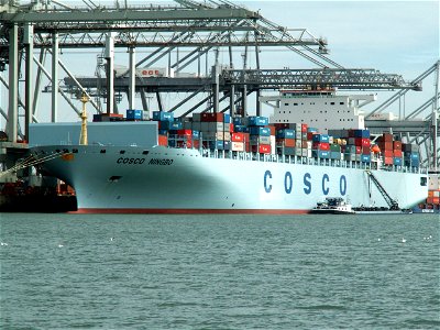 Cosco Ningbo IMO 9305582, at the Amazone harbour, Port of Rotterdam, Holland 17-Apr-2006