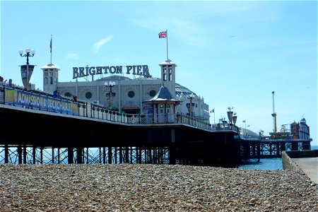 Palace Pier seen from the Beach, Brighton (April 2013)