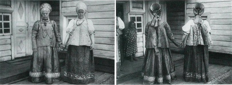 Maidens in feast clothing (Arkhangelsk gov., 1910)