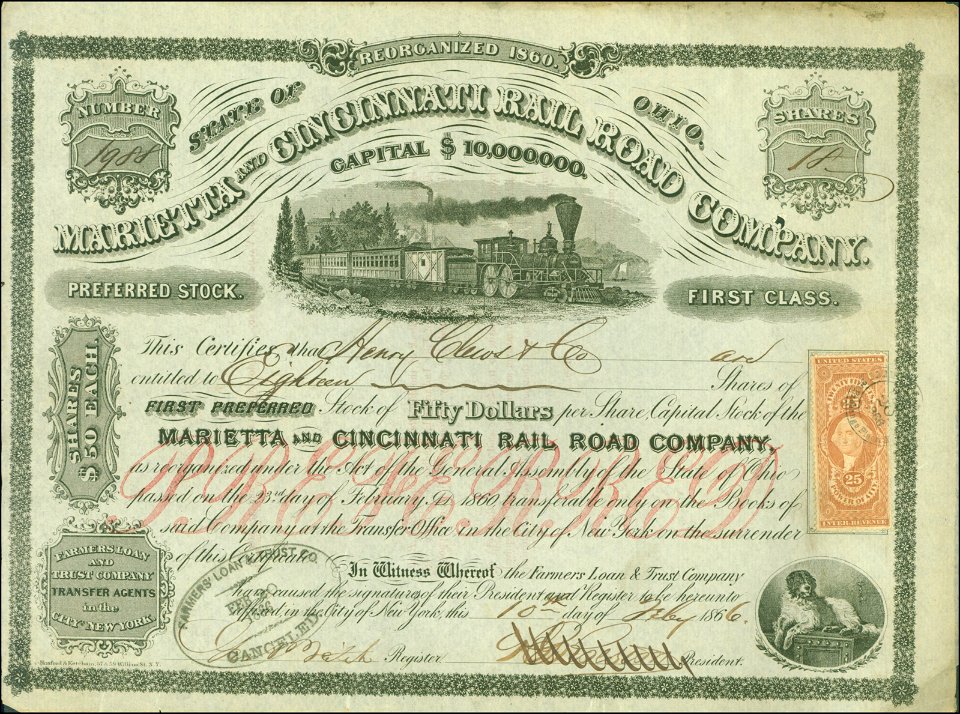 Marietta and Cincinnati Rail Road 1866