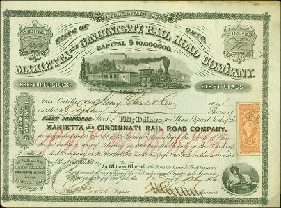 Marietta and Cincinnati Rail Road 1866 photo