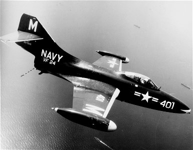 Grumman F9F-2 Panther of VF-24 over Task Force 77 in July 1952