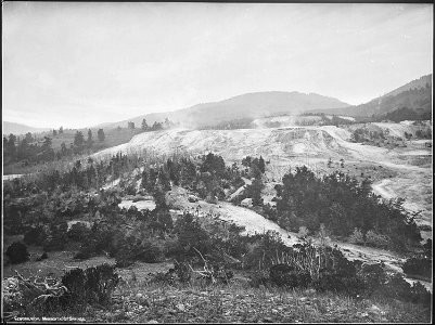 Mammoth Hot Springs, general view from Fort Hill. Yellowstone. - NARA - 517638 photo