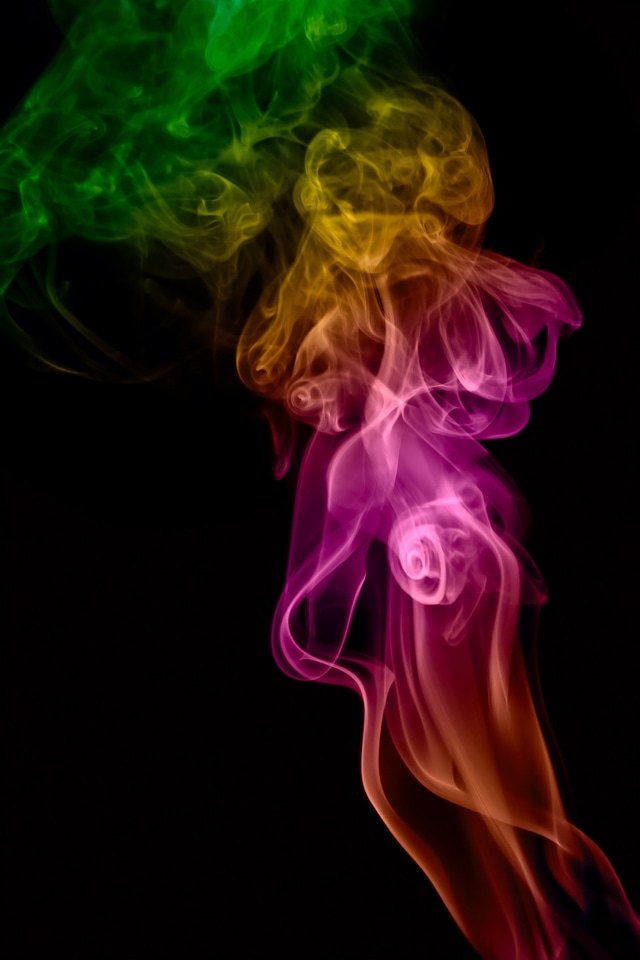 Colored smoke on black