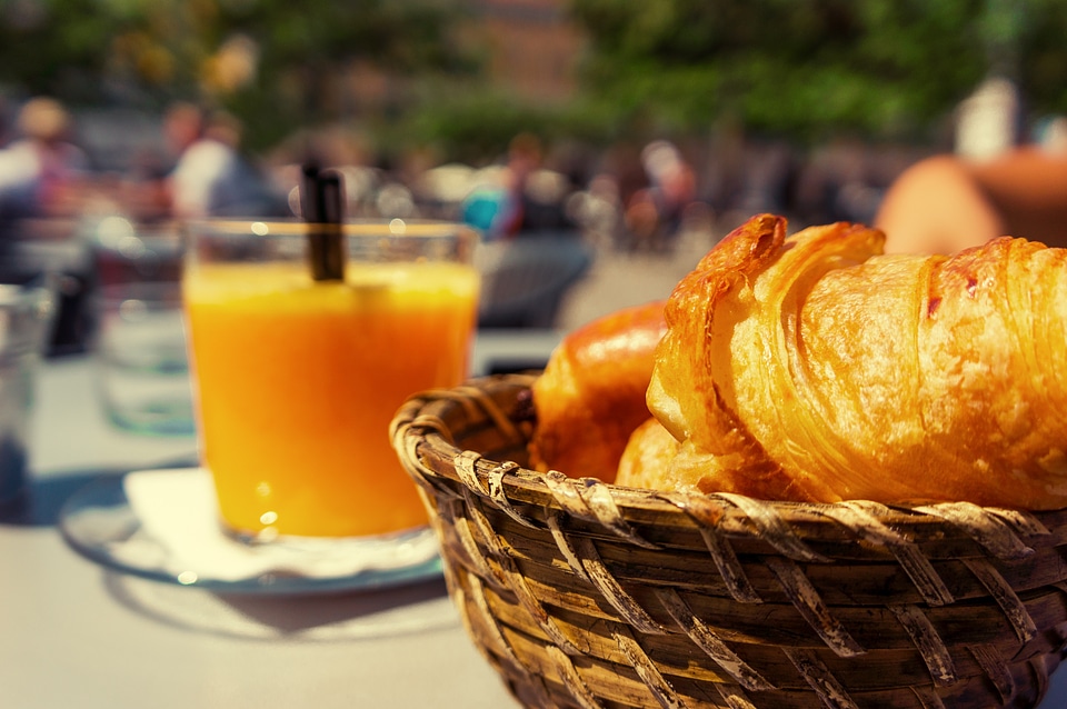 Orange juice glass table