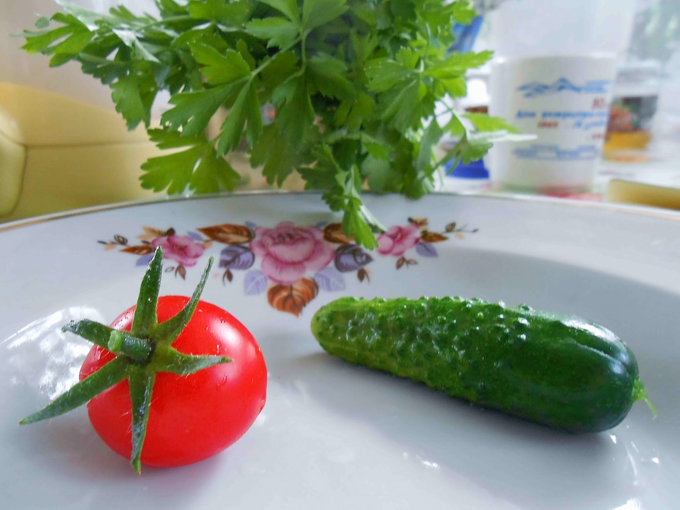 Cucumber and tomato