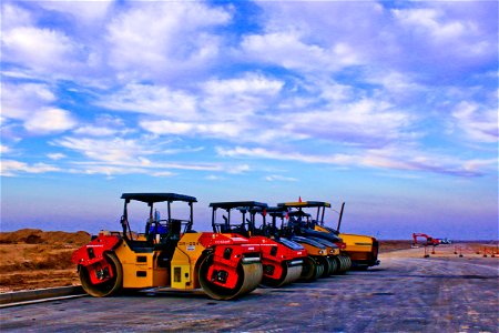 Red And Yellow Heavy Equipment At Daytime