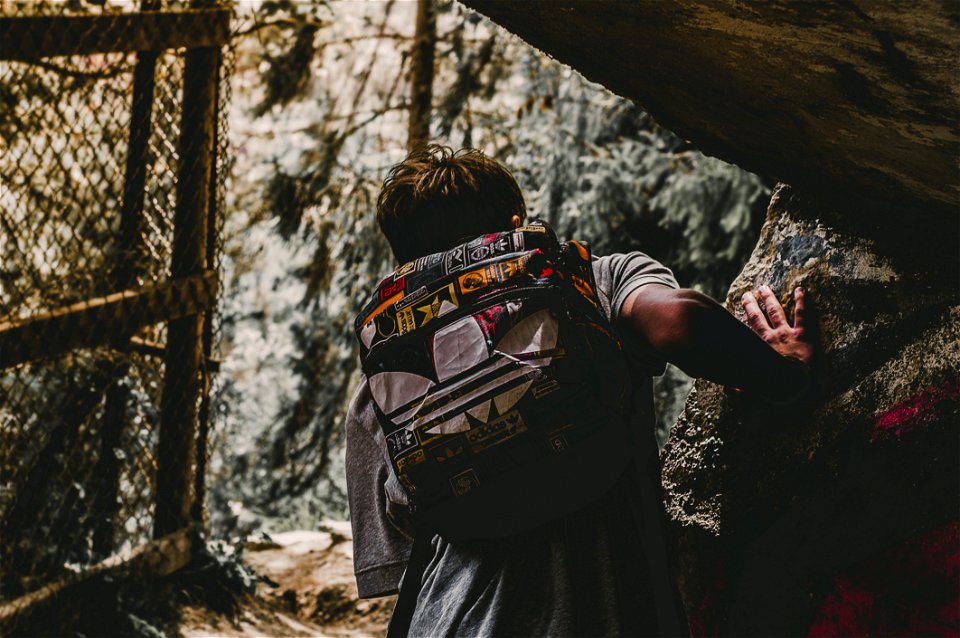 Man Wearing Adidas Backpack