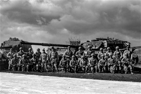 Greyscale Photography Of Group Of Soldiers photo