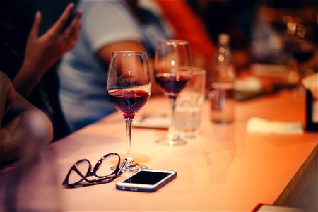 Wine Glasses On Table photo