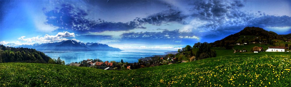 Green Grass With Mountain photo