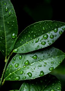 Green Leaves With Water Drops photo