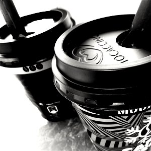 Monochrome Photo Of Two Cups Of Coffee