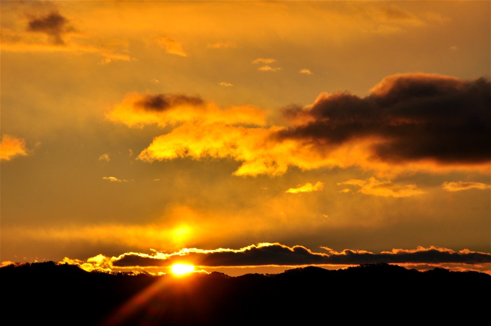 Silhouette Of Mountains During Sunset