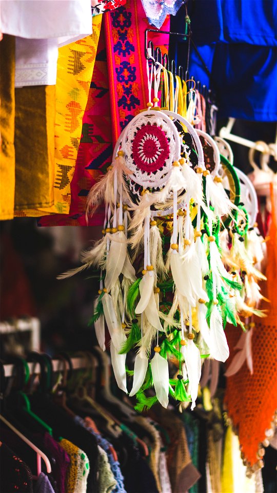 Dream Catcher Hanged On Black Metal Rack