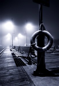 Inflatable Ring On Post During Nighttime