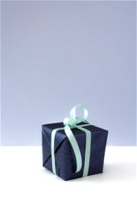 Blue Gift Box With Blue Ribbon photo