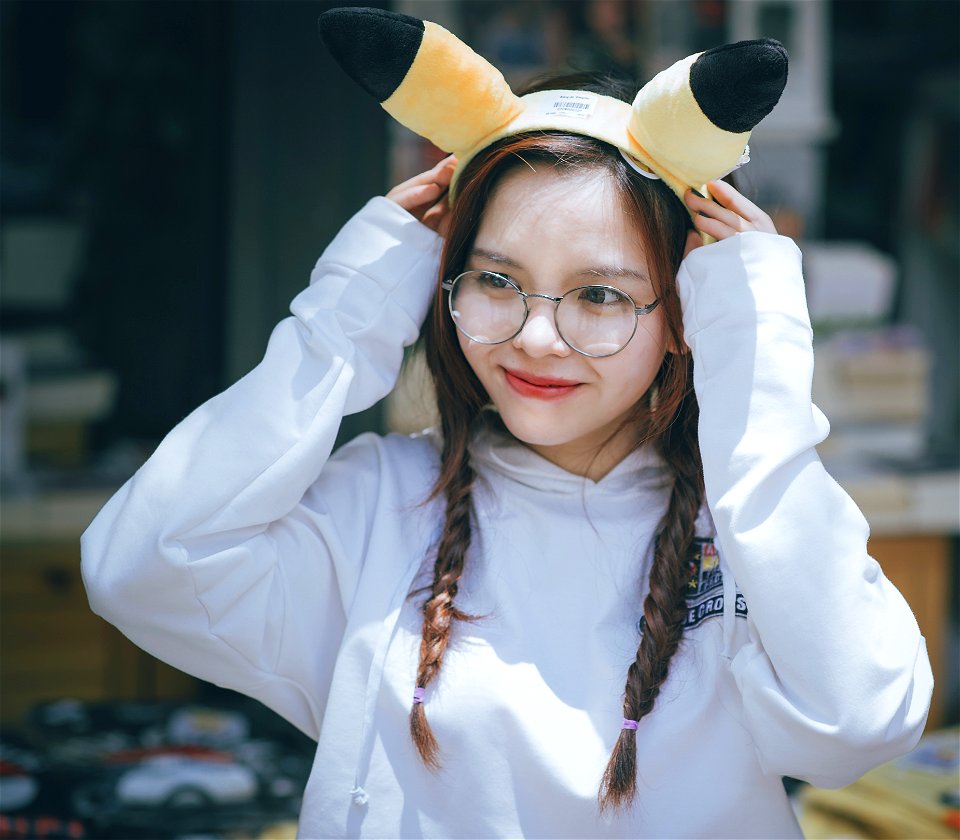 Woman Wearing Pikachu Alice Band