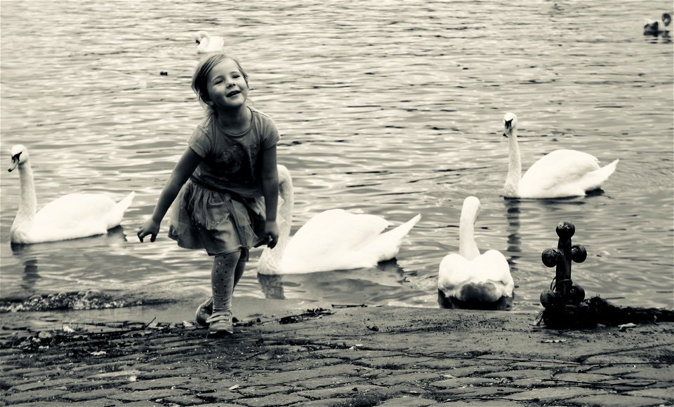 Black And White Photo Of A Little Girl
