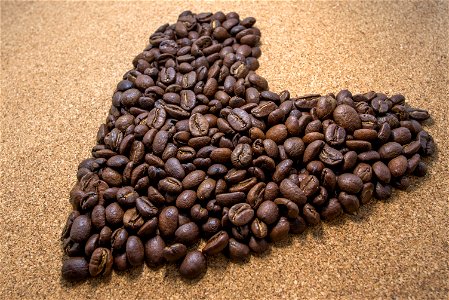 Brown Coffee Bean In Heart Shaped