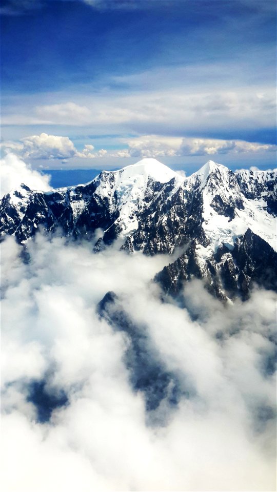 Aerial View Of Mountain With Snow photo