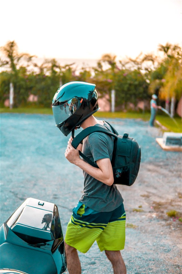 Man Wearing Black Helmet