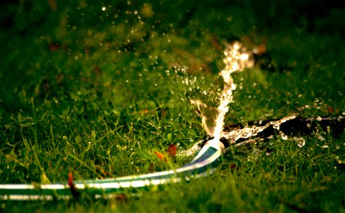 Close-Up Photography Of Water Bursting Out Of Hose photo