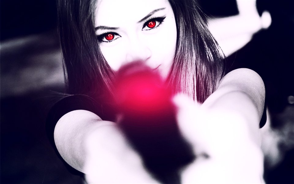 Black And White Photography Of Woman Holding Pistol