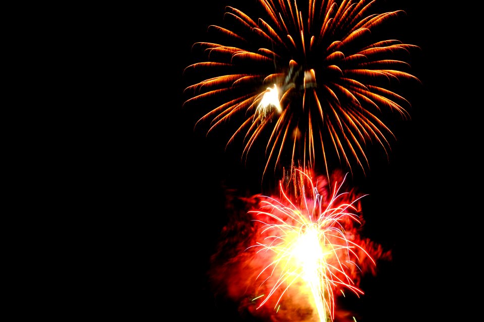 Red And Brown Fireworks Display Photo