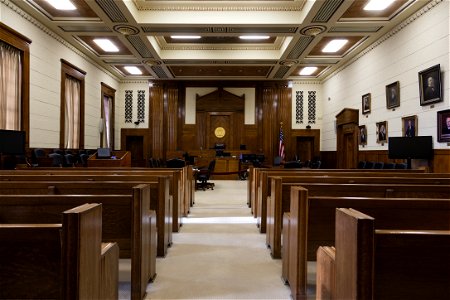 Courtroom in the Isaac C. Parker Federal Building & U.S Courthouse, Fort Smith, Arkansas (2016) by Carol M. Highsmith. Original image from Library of Congress. photo