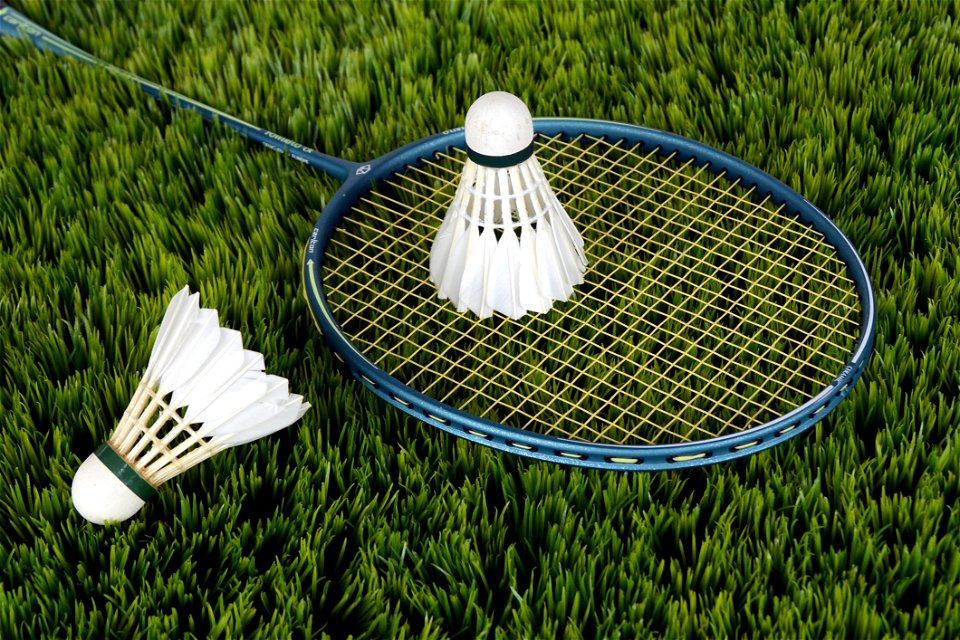 Blue Badminton Racket With Shuttlecock