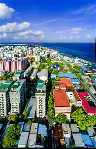 Aerial View Of City Near Ocean photo