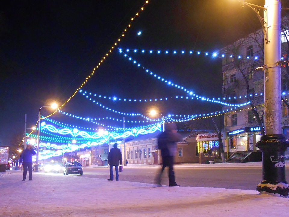 Colorful streetlights