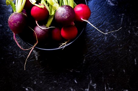Purple And Red Radish In Bowl photo