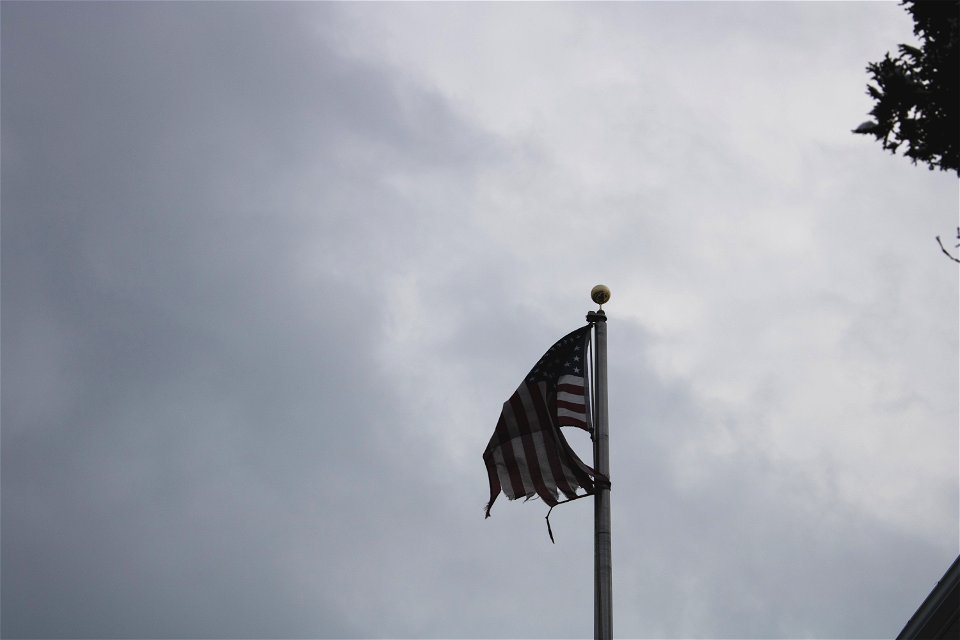 Usa Flag Under Gray And White Sky