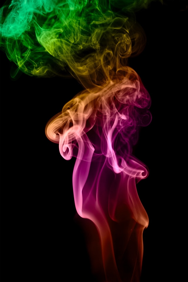 Multicolored swirl of smoke
