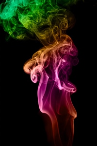 Multicolored swirl of smoke photo