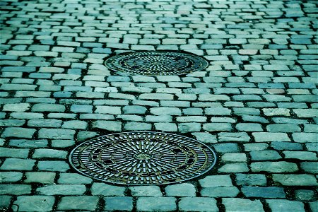 Cobblestone Road Surface Pattern Manhole photo