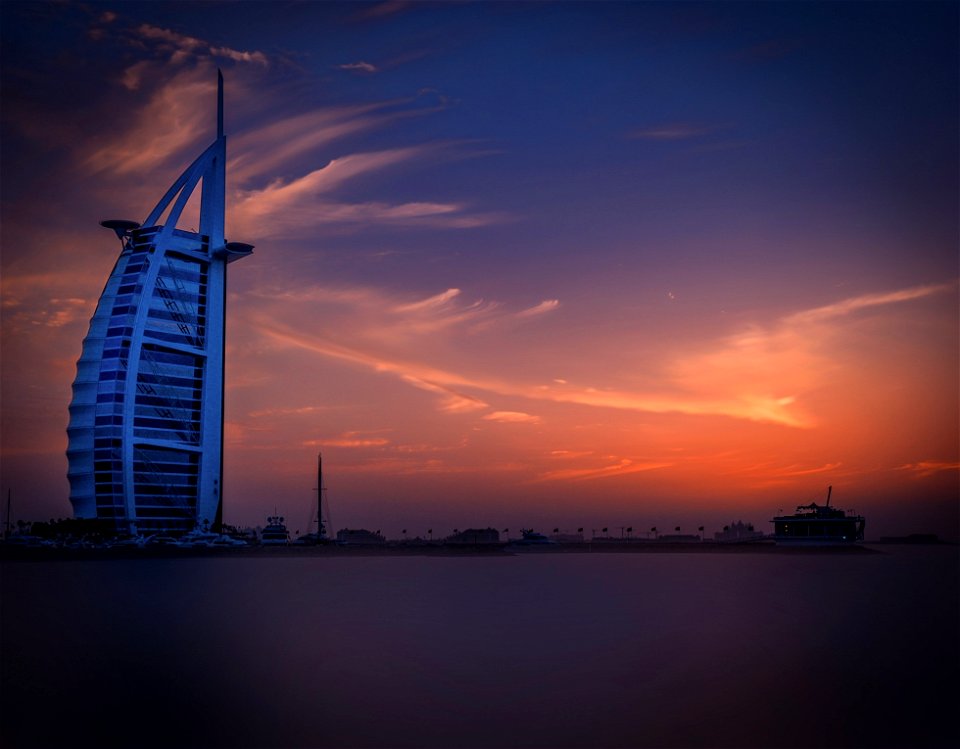 Scenic View Of City At Sunset photo