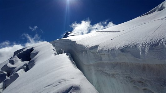 Crevasse In Glacier On Ortler Italy photo