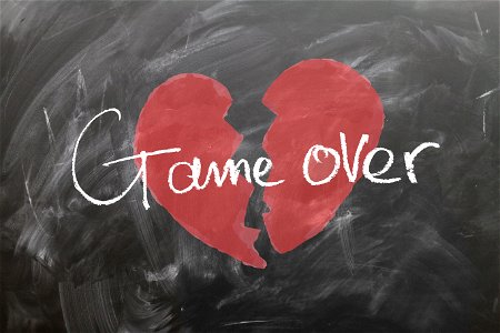 Broken Heart With Game Over Text