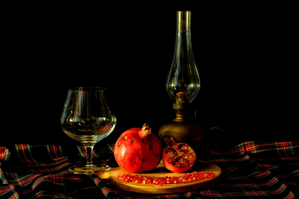 Pomegranate With Retro Tableware