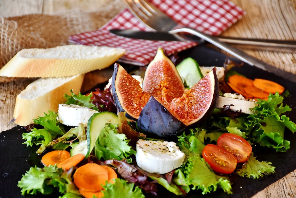 Fresh Salad Cheese And Bread photo