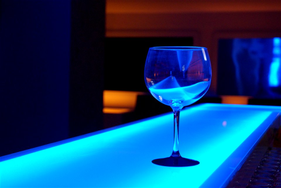 Glass On Blue Counter