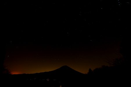 Night View of Mt. Fuji with Starry sky photo