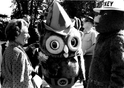 Woodsy Owl & Smokey with Lady Bird Johnson c1970 photo