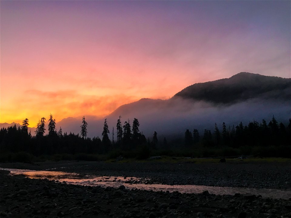 Olympic Wynoochee River sunrise. Photo by Tharon Snuggs, USFS photo.